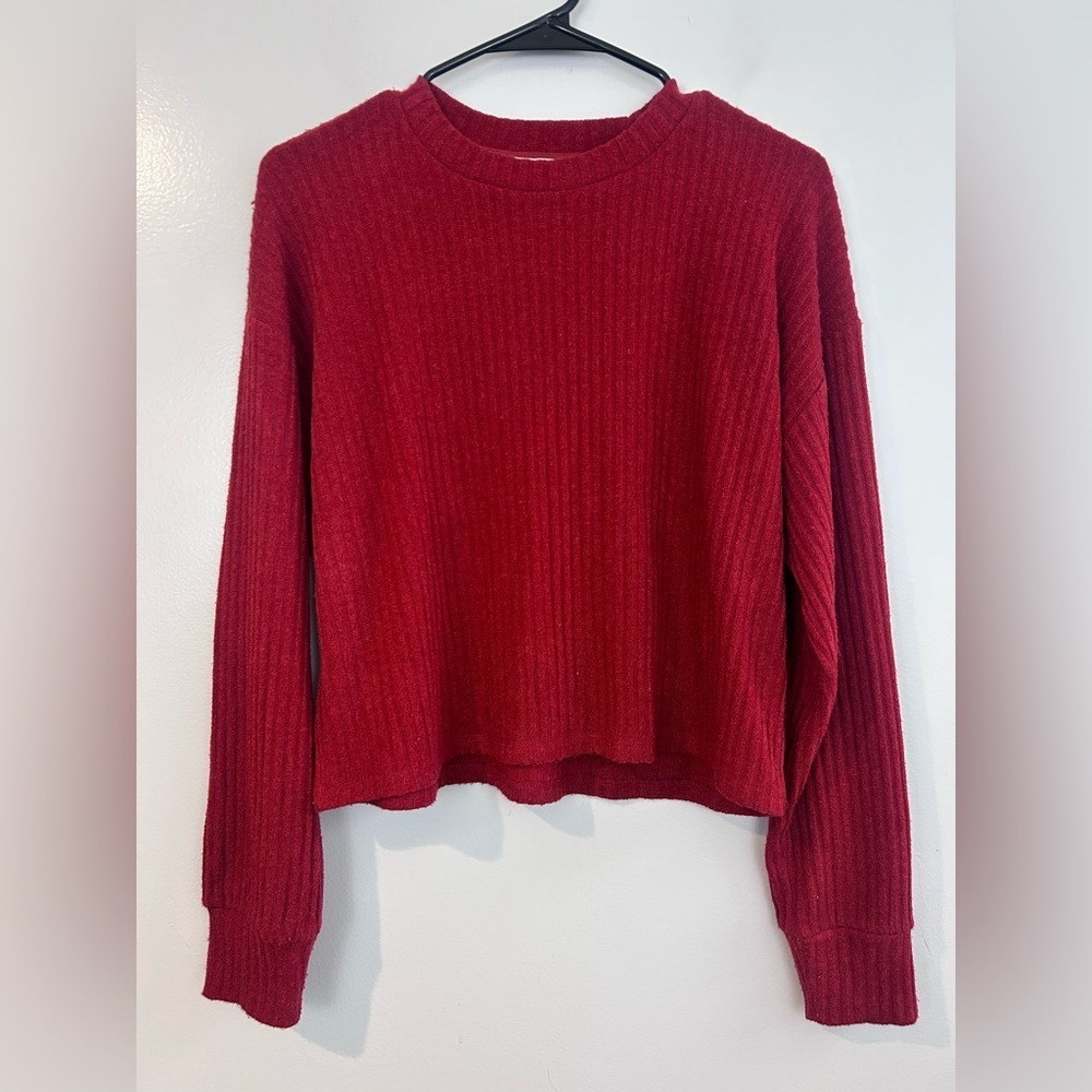 Wilfred Free Aritzia Red Soft Ribbed Cozy Cropped Top Size Medium